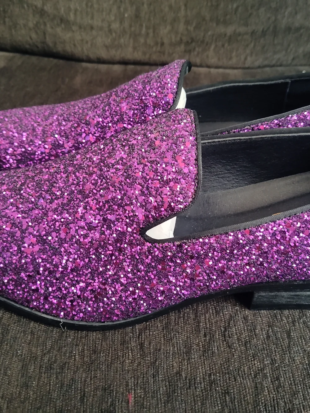 Men's Purple Glitter Slip-On Dress Loafers